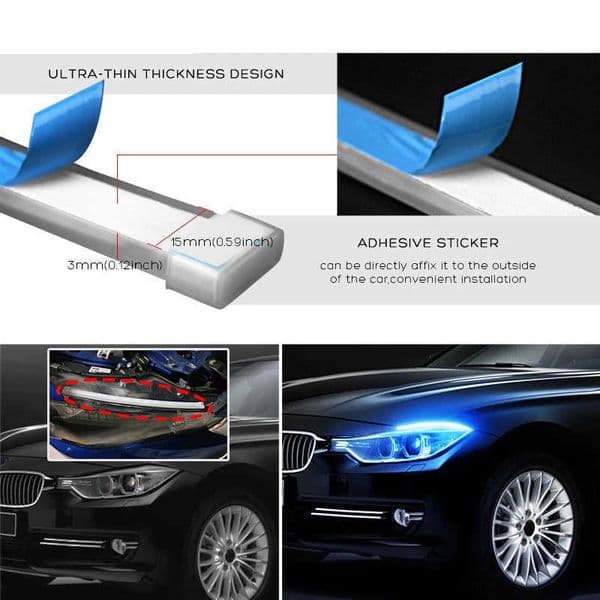 2Pcs Daytime Running Flexible Soft Tube Guide 45 60cm Car LED Strip Turn Signal Light RGB Remote Control DRL Headlight