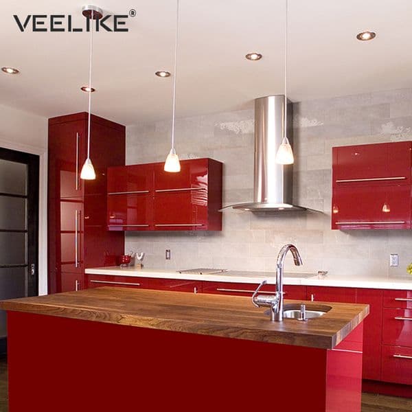Glossy Vinyl Film PVC Waterproof Removable Self Adhesive Wallpaper for Kitchen Cabinets Contact Paper Wall Stickers Home Decor LJ201128