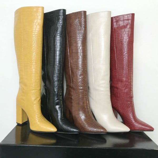 Hot Sale MORAZORA Plus size 35-43 New brand women boots thick high heels knee high boots pointed toe ladies shoes western boots female