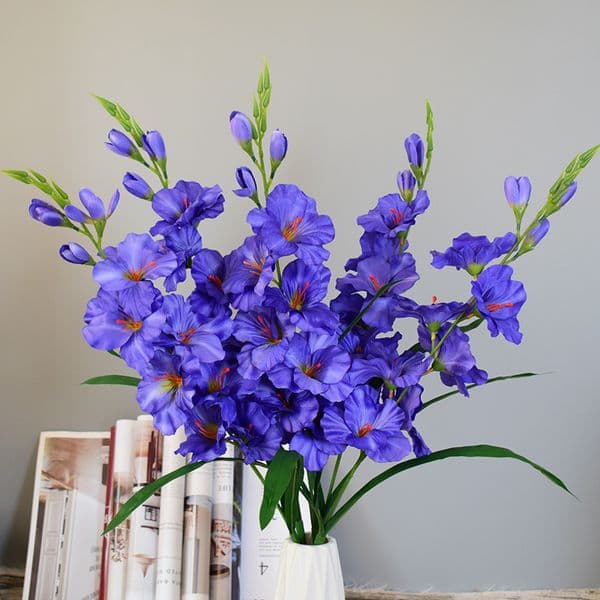 10Pc Artificial Silk Gladiolus Flowers Real Touch Orchid Fake Flower For Wedding Party Home Festival Decoration Table Arrangement B2