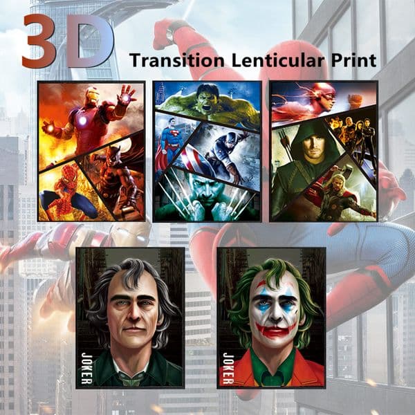 Jokers 3d Lenticular Poster 3D Triple Transition [ DC Mavel Heroes ] Lenticurlar Print Wall Decor 3D Print Movie Poster Painting LJ201128