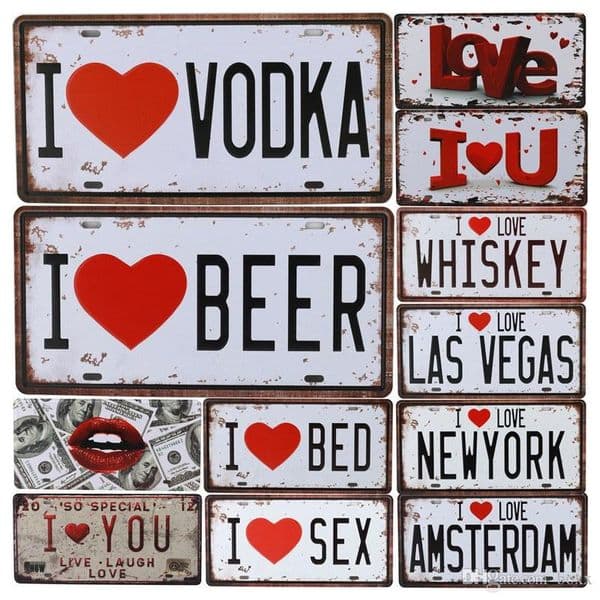 2021 Funny Florida Vintage Garage Car Number License Plate Metal Tin Signs Wall Art Painting Truck Iron Craft Shop Love USA Home Bar Decor