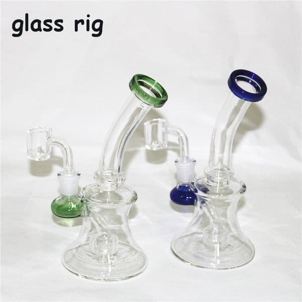 hookahs 14mm Female Mini Glass Bong Water Pipes Thick Recycler Oil Rig for Smoking