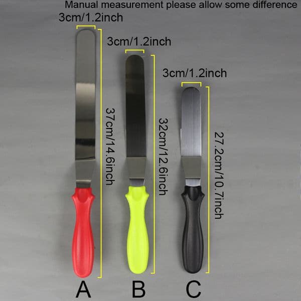 Portable Stainless Steel Cake Spatula Baking Tools Butter Cream Icing Frosting Knife Offset Spatula Smoother Kitchen Espatula De Acero Inoxidable Para Pasteles