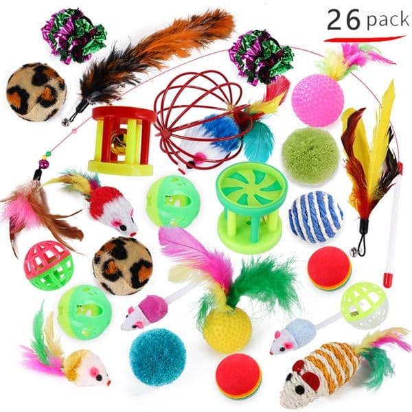 Toys Set Funny Stick Bell Ball Feather Creative Assorted Interactive Cat Play Toy for Kittens LJ201225