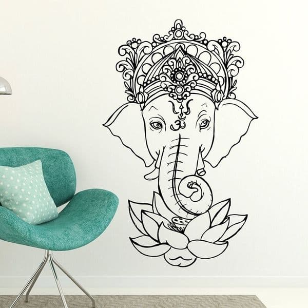 Elephant Buddha Yoga Mandala Lotus Flower Wall Stickers Ganesha Vinyl Wall Decals Home Decor Living Rooms Removable Mural E502 201130