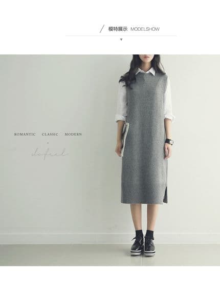 Pullover vest dress New Autumn Winter long Knitted Women Sweaters vest Sleeveless Warm Sweater Casual Solid Vestido with belt Y200722