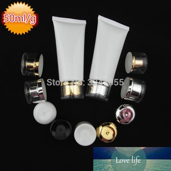 50ml/g 50pcs White Elegant Cosmetic Soft Tube,PE Plastic Portable Facial Cleanser Container,Squeeze Empty Hand Cream Bottle