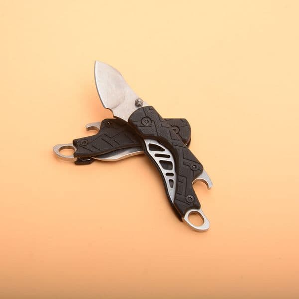 New 1025X Cinder Plain Keychain Folding Knife EDC Pocket Folder + Bottle Opener With Retail folding knife Bag Package