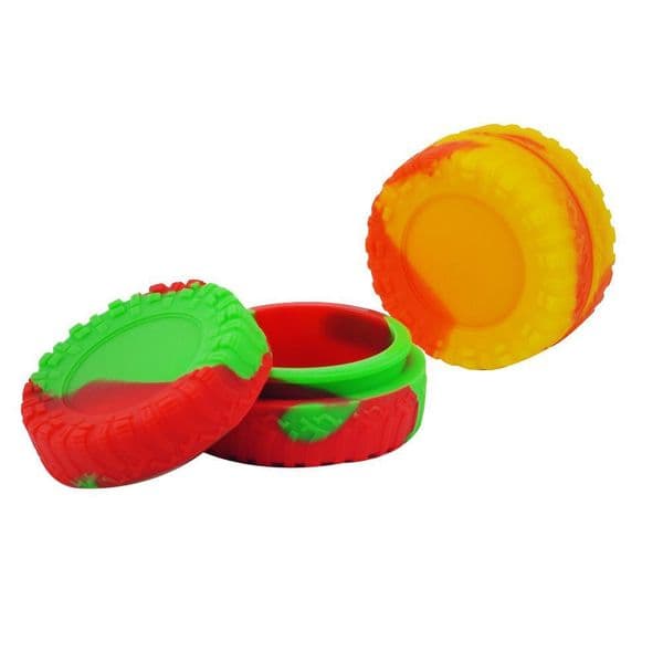Tyre shape silicone wax container 23ml tire design big silicone jars dab wax vaporizer oil rubber large food grade silicon dry herb