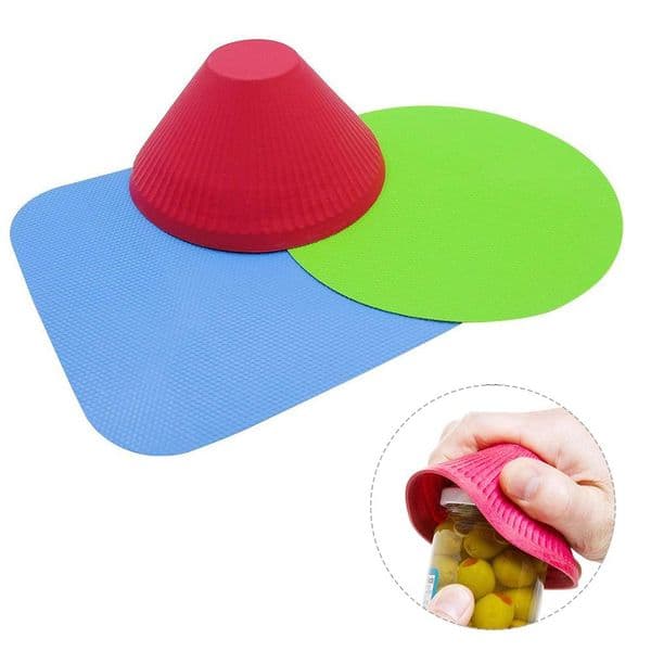 3Pcs Multipurpose Home Silicone Jar Opener Pot Holder Anti-Skid Bottle Grip Pad
