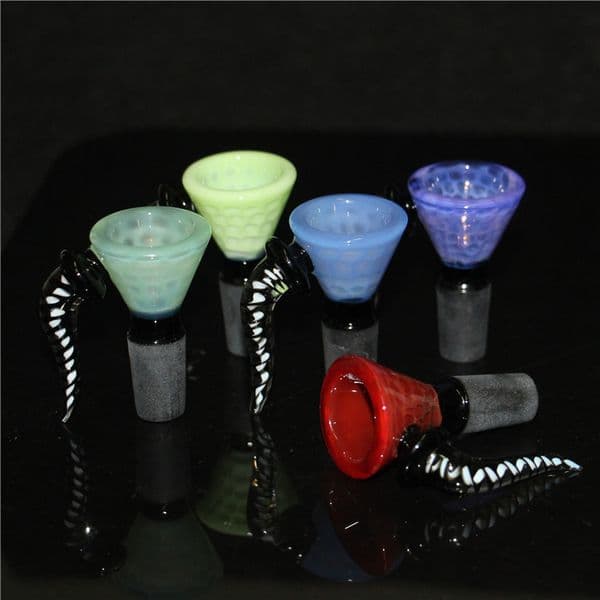 Colorful Glass Smoking Bowls 14mm Male Bowl With Beautiful Slide handle