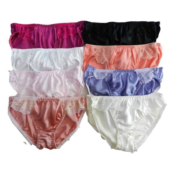 Yavorrs 8PCS Women 100% Pure Mulberry Silk Panties Briefs Soft lacy Underwear Size S M L XL