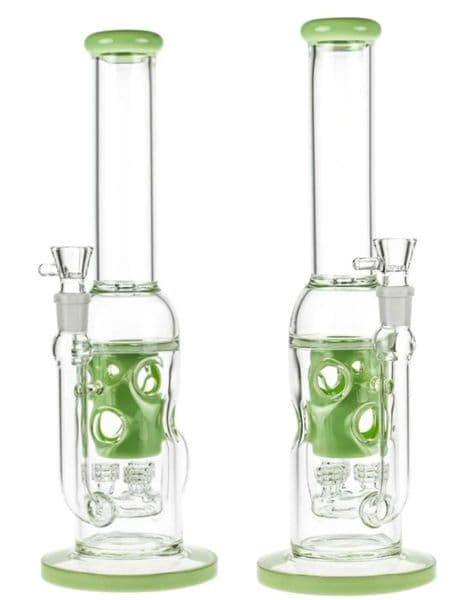 Vintage New 15inch Swiss Triple Perc Recycler Glass BONG Hookah Smoking Pipes Oil Burner with bowl or Banger can put customer LOGO