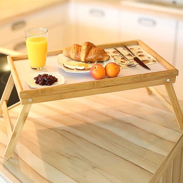 Homevibes Bamboo Foldable Breakfast Table, Laptop Desk, Bed Table, Serving Tray Tea Serving Table Stand Stand Holder Notebook 201029