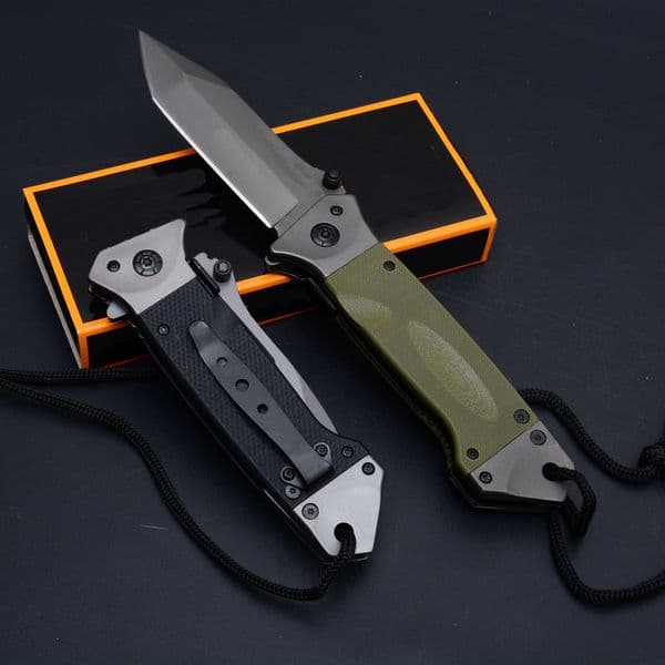 Jefrey Collins Quality High DA35 Assisted Fast Open Tactical Flipper Folding knife 8Cr14Mov Gray Titanium Coated Blade G10 Steel Handle EDC Knives +