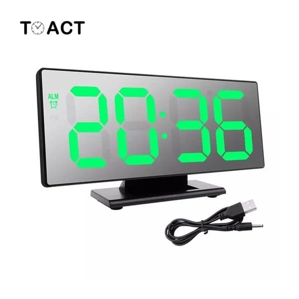 LED Digital Alarm Clock Electronic Mirror Desktop Clock Snooze Night Display Multifunction Electronic Desk Clocks Despertador LJ201212