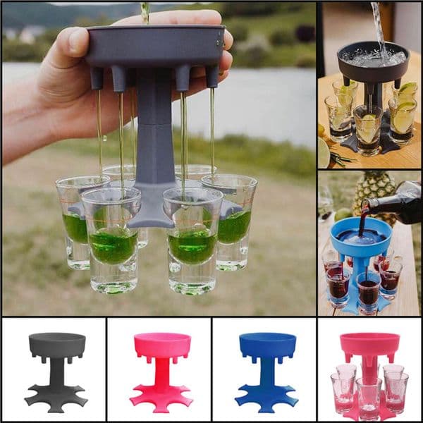 6 Shot Glass Dispenser Holder Wine Dispenser Carrier Caddy Liquor Dispenser Party Beverage Drinking Games Bar Cocktail Wine Pourer