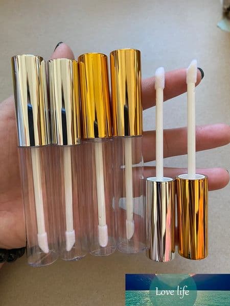 10ml Empty Transparent Lipgloss Tubes Cosmetic Clear Lip Gloss Lip Glaze Containers Gold/Silver Caps Lipstick Packing Containers