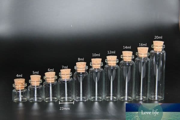 100pcs 4-20ml Glass Wishing Bottle with Cork Stopper Empty Spice Jars Vials Storage Liquid Bottle kitchen supplies Wedding gift