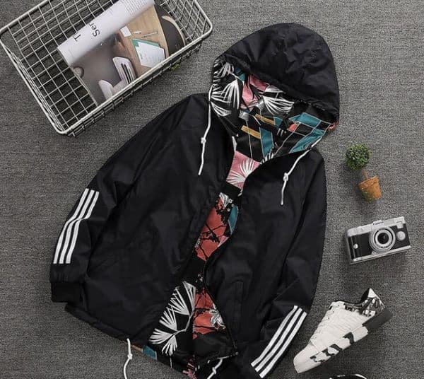 Spring and autumn new couples wear two-sided jacket Korean men's windbreaker camouflage hooded female jacket Zipper Hoodies Running Outwear