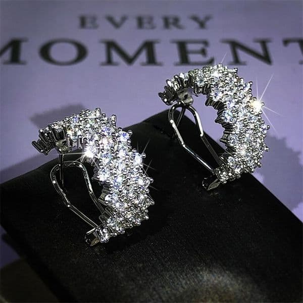 jewelry Unique Ear Cuff Sparkling Luxury Jewelry Sterling Silver Pave White Sapphire CZ Diamond Olive Branch Earring Women Wedding Clip Earrings For Lover
