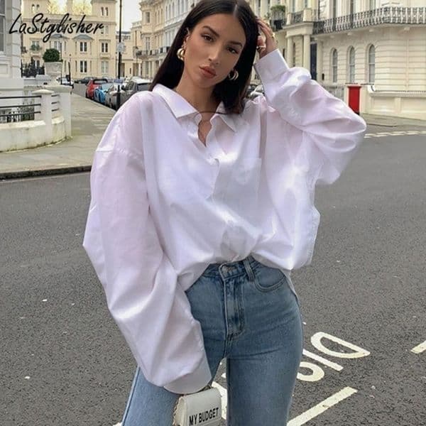 Big Size White Shirt Women Tops and Blouses Casual Loose Women Shirts Blouses Long Sleeve Ladies Blouse Shirt Streetwear 210315