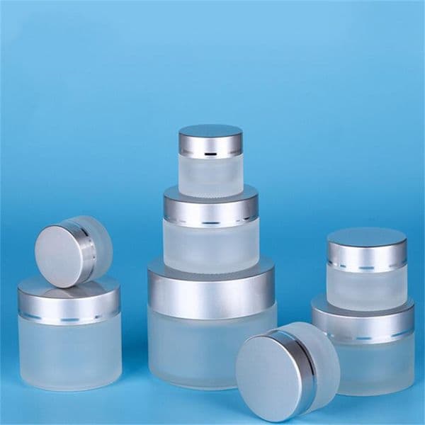 Wholesale 5G 10G 15G 20G 30G 50G Frosted Glass Cosmetic Jar Empty Face Cream Storage Container Refillable Sample Bottle With Silver Lids B2
