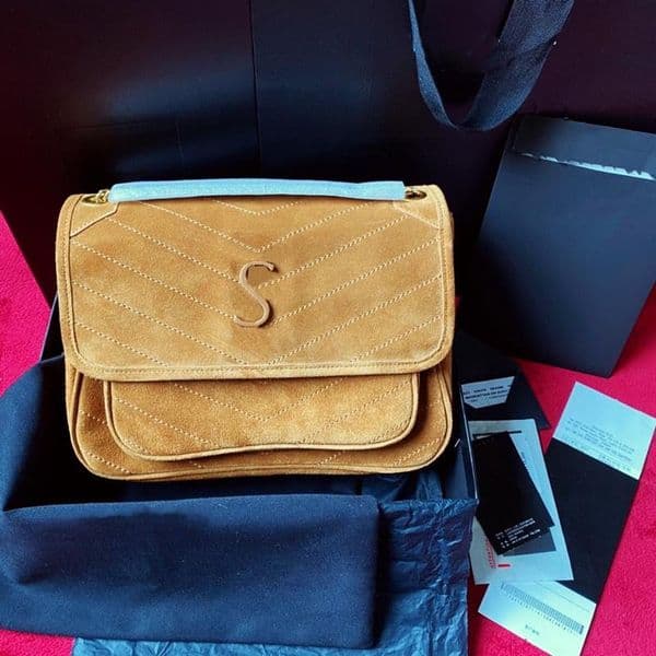 Brown Suede NIKI Shoulder Crossbody Bags Women Envelope Messenger Bag Chain Cross Body Designer Handbags Kate Lady Purse lovebag98