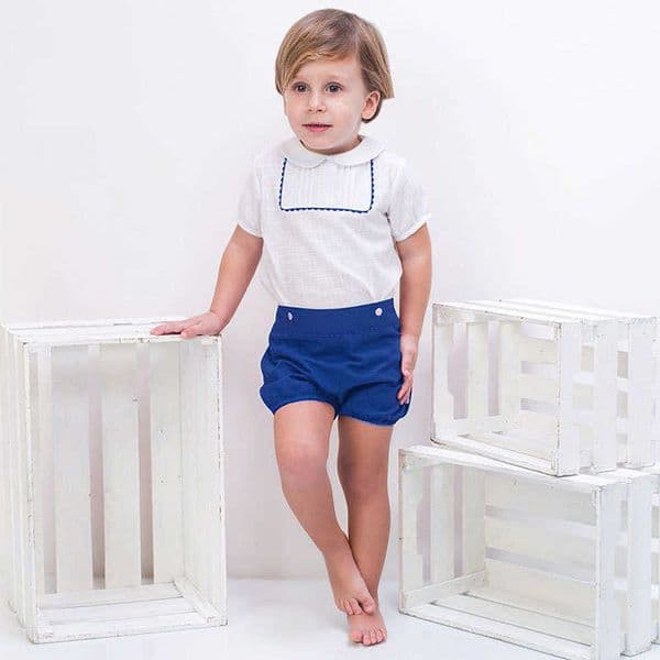 Baby Boys Spanish Boutique Clothes Set Toddler Summer Clothing Suit Children White Shirt Short Pants Kids Formal Outfits 210615 L260528