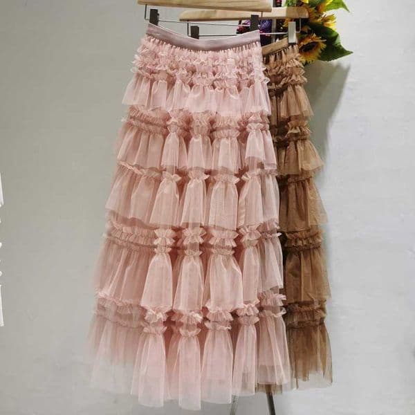 VANOVICH Ruffled Women Skirt Spring and Summer Korean Style Ladies Skirts Elastic Waist High Female 210615Z