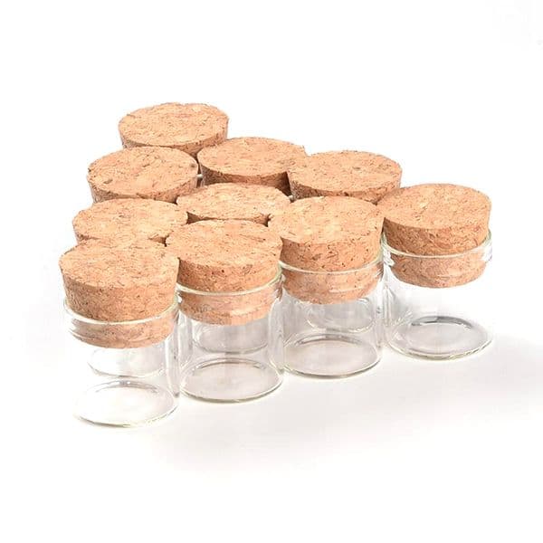 10ml Glass Test Tube Bottle DIY Craft Transparent Jars Storage Bottles Straight Mouth With Cork 24*40MM