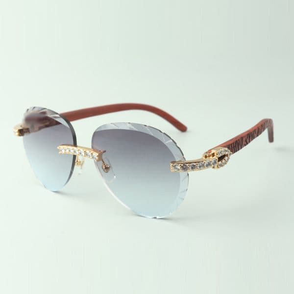 Classic XL diamond sunglasses 3524027 with natural tiger wood arms glasses, Direct sales, size: 18-135 mm