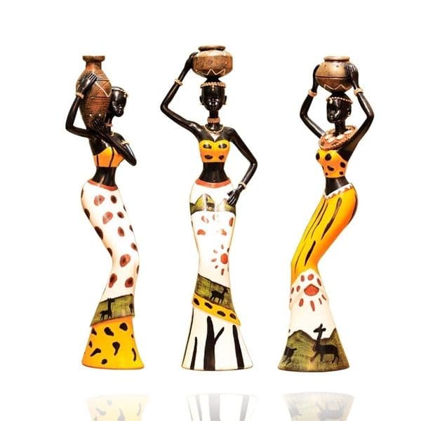 3Pcs/set Resin African Figure Sculpture Tribal Lady Figurine Statue Decor Collectible Art Piece Indoor Office Study Room el 210924