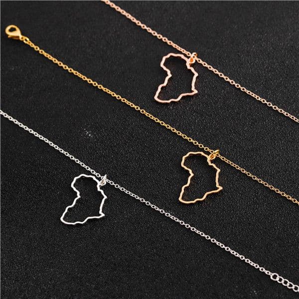 50pcs World Africa Map Chain Necklace African Israel France Palestine Australia US Somali Country Charm Gold Korean Choker National Pride Souvenir Women Gifts