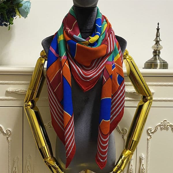 Women's square scarf shawl good quality 50% silk 50%wool material Warm scarves print letters pattern size 130cm-130cm