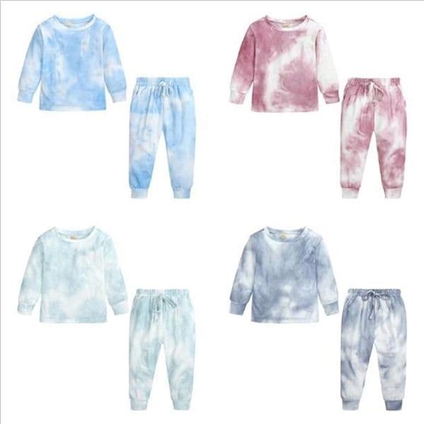 Kids Tales Autumn Fashion Family Matching Tracksuit Tie Dye Print Children Toddler Clothing Set 2pcs Loungwear 3M-8yrs 210724