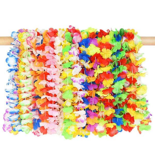 36pcs Hawaiian Artificial Flower Leis Garland Necklace Hawaii Luau Summer Tropical Party Decoration Wedding Christmas Wreath L260523