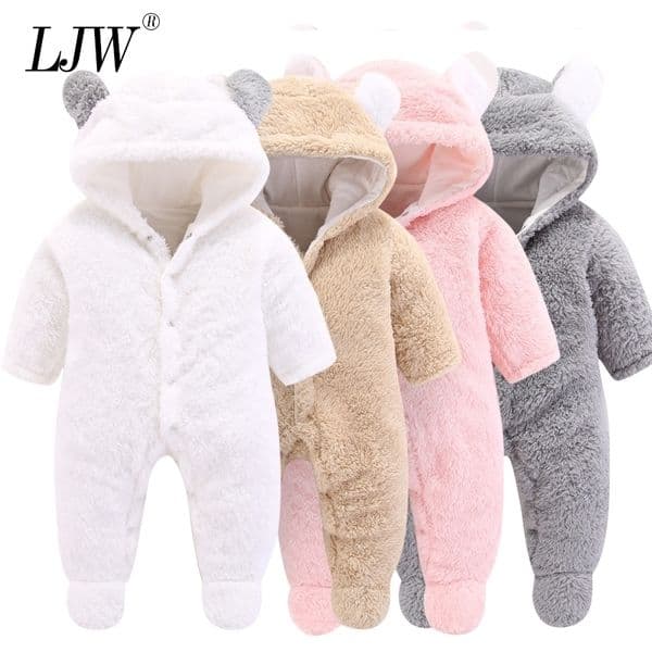 girl outfit Autumn Winter Infant Clothing Thick Fluff Rompers For Girls Jumpsuit Newborn Baby Boys Clothes 210309