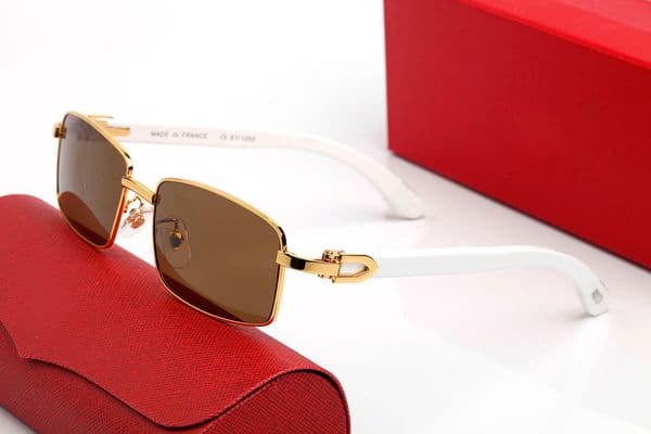 Oversized Designer sunglasses for women mens Grey lens gold full frame brand design vintage pilot sunglass new shades white buffalo horn glasses eyeglasses case
