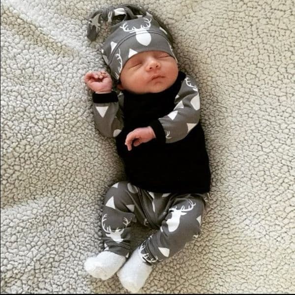 Autumn Hot Selling Baby Boy Girl Clothes Fashion Print T-shirt+Pants+Hat 3Pcs/Set Newborn Toddler Baby Girl Clothing Set 210309