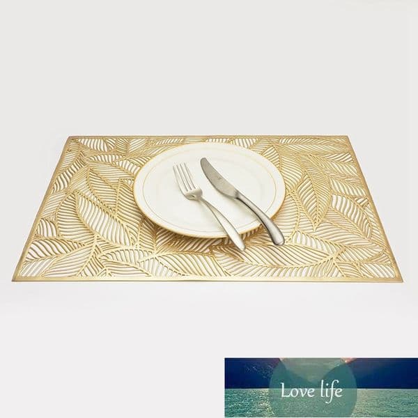 PVC Leaf Shape Bronzing Hollow Placemat Western Food Cushion Table Decoration Mat Restaurant Kitchen Antislip Pad Dinning Mat Factory price expert design Quality