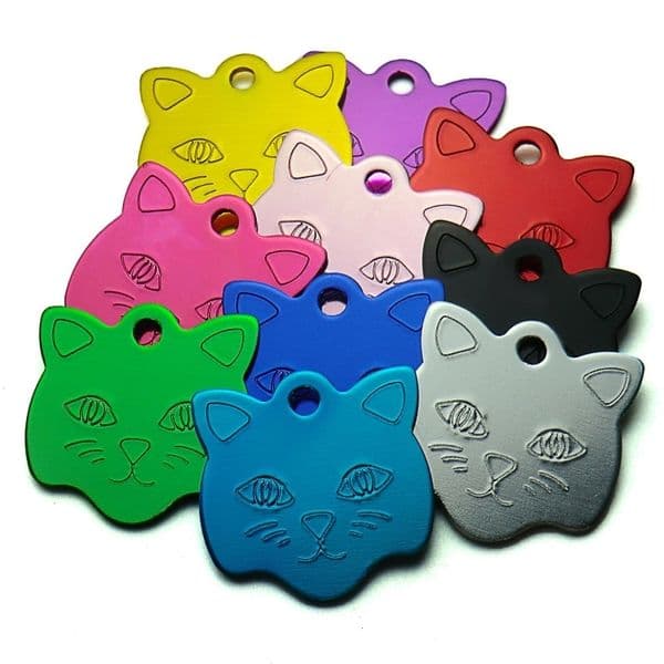 Wholesale 100Pcs Cat Face Shape Personalized Dog ID Tags Pet Name Tag Custom Engraved Dog Cat Personalized Name Phone NO. ID Tag Y200922
