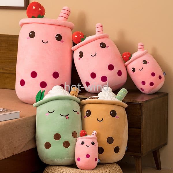 Real-life Ice Cream Bubble Tea Cup Plush Toy Pillow Stuffed Milk Tea Soft Doll Milk Tea Cup Pillow Cushion Kids Birthday Gift EE
