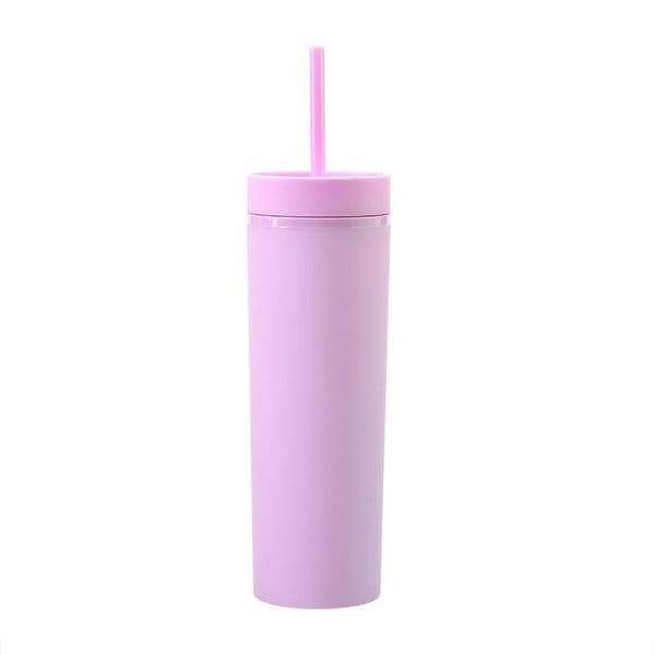 16Oz Acrylic Tumblers Matte Colors Double Wall 500Ml Tumbler Coffee Drinking Plastic Sippy Cup With Lid Straws GYQ B2