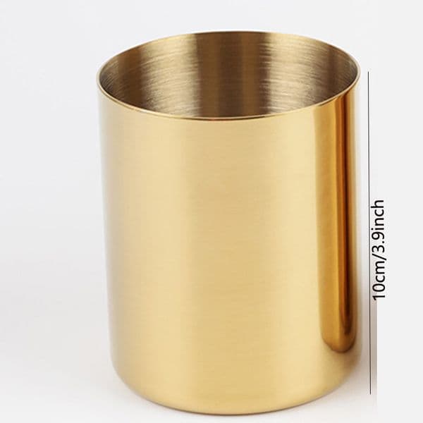 Stainless Steel Gold Round Port Flower Vases Cylinder Pen Holder Rose Vase Multifunction Storage Pencil Barrel Decoration Jarrones De Flores De Acero Inoxidable