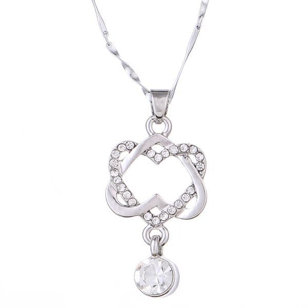 Fashion Korean platinum Heart Necklace double heart winding heart to pendant clavicle chain jewelry