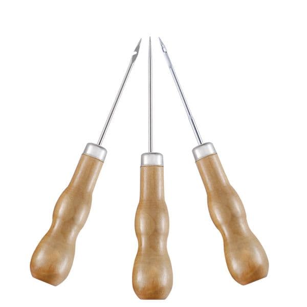 Hand Tools Canvas Leather Sewing Shoes Wood Handle Tool Awl Stitching Taper Leathercraft Needle Kit Craft Supplies B2
