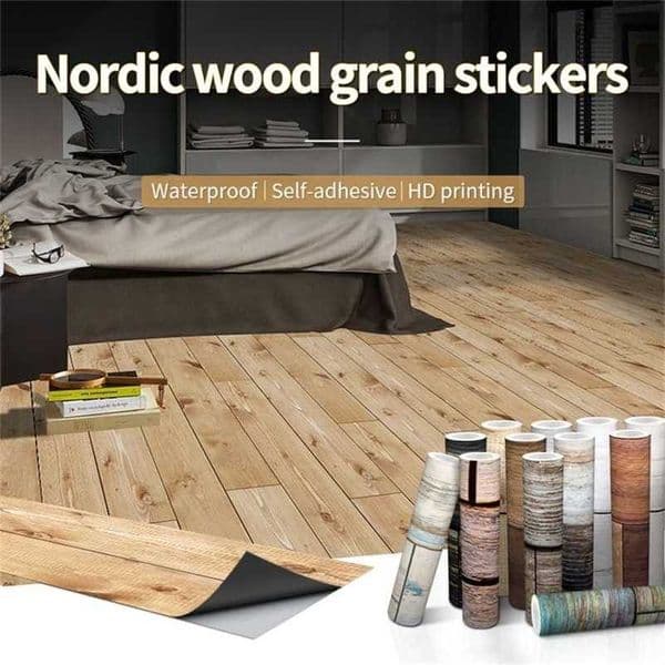 Waterproof Wood Vinyl Wallpaper Roll Self-adhesive Bedroom Kitchen Cabinet Furniture Decor Wall Sticker PVC Wood Grain Film 211124