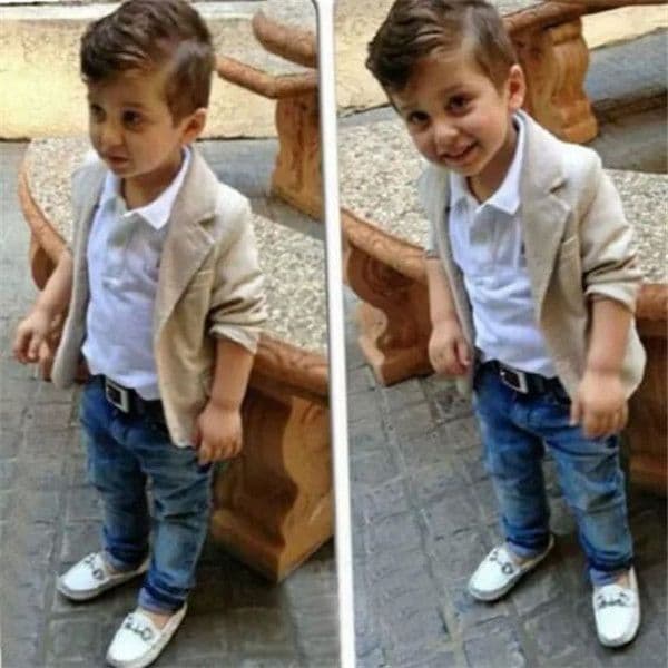Spring Autumn Kids Boys 3pcs Suit Gentleman Jackets +T-shirt +Jeans Baby Boys Clothes Designer Childrens Clothing Set